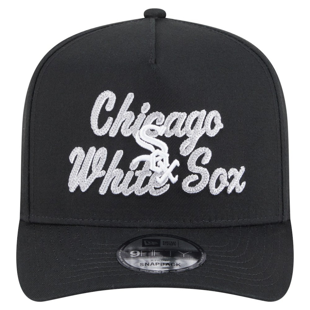 Chicago White Sox New Era Chainstitch 9FIFTY A-Frame Snapback Hat - Black Hats