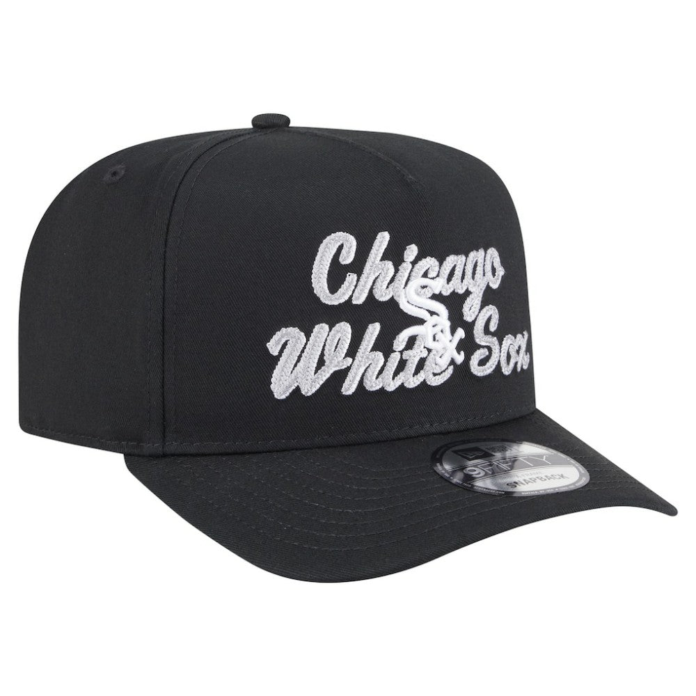 Chicago White Sox New Era Chainstitch 9FIFTY A-Frame Snapback Hat - Black Hats