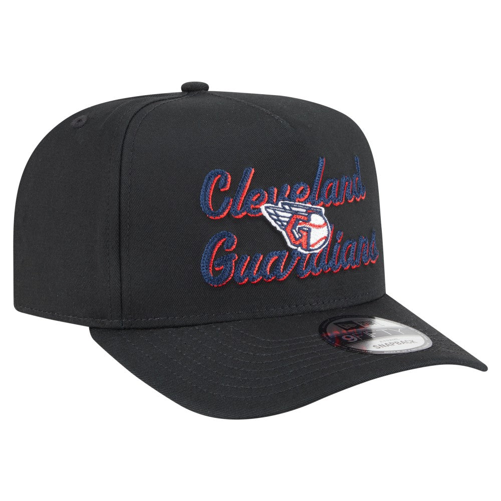 Cleveland Guardians New Era Chainstitch 9FIFTY A-Frame Snapback Hat - Black Hats