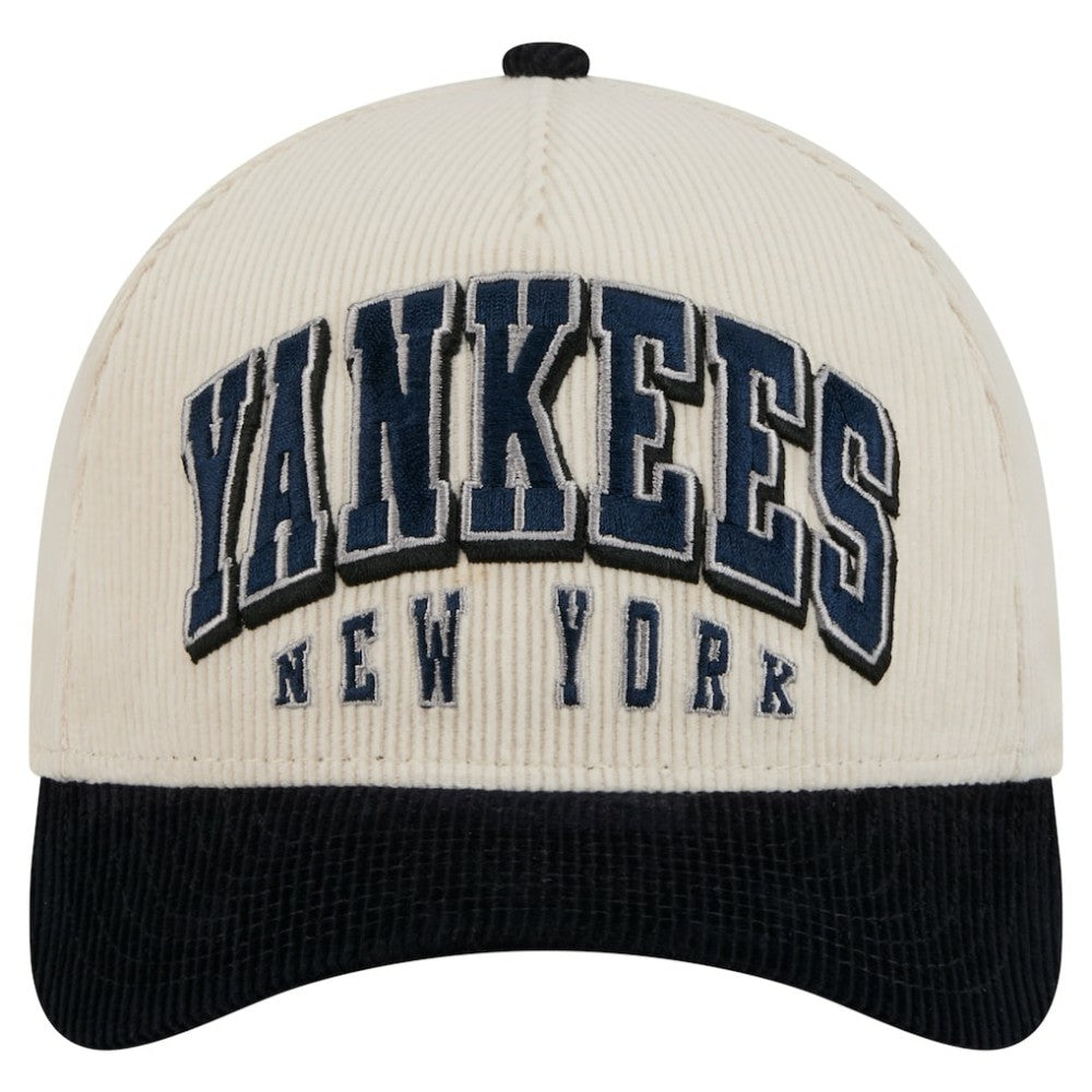 New York Yankees New Era Sided Corduroy 9FORTY A-Frame Adjustable Hat - Cream/Navy Hats