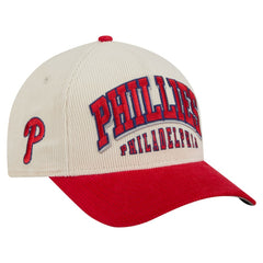 Philadelphia Phillies New Era Sided Corduroy 9FORTY A-Frame Adjustable Hat - Cream/Red Hats