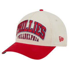 Philadelphia Phillies New Era Sided Corduroy 9FORTY A-Frame Adjustable Hat - Cream/Red Hats