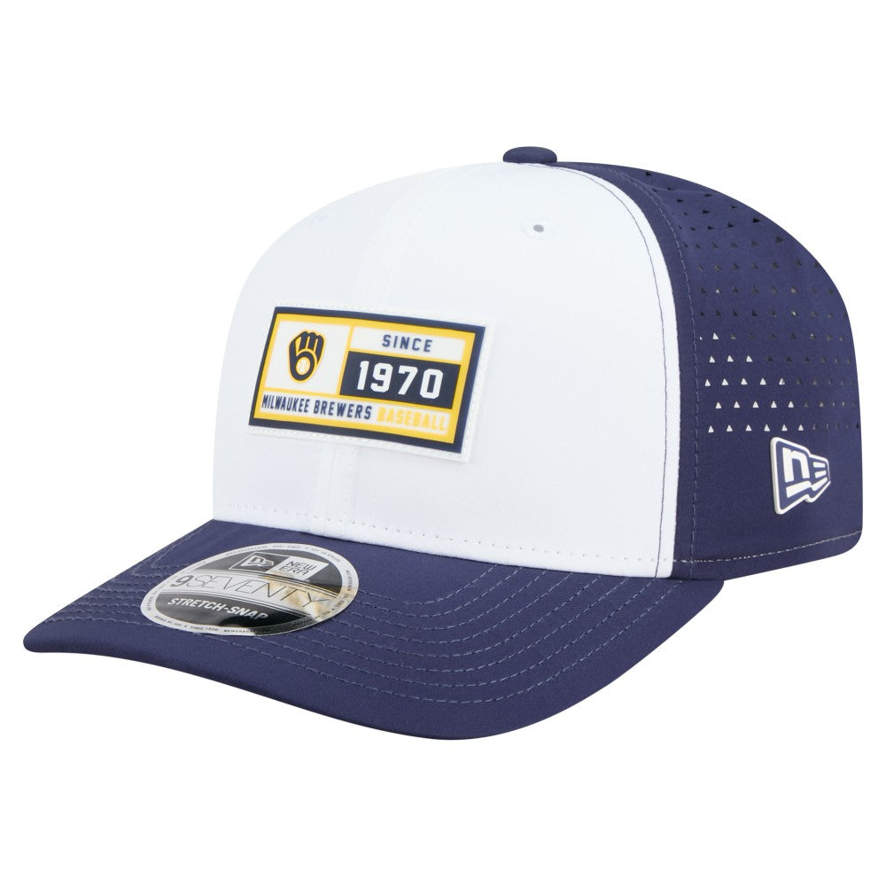 Milwaukee Brewers New Era Established Patch 9SEVENTY Adjustable Hat - White/Navy Hats