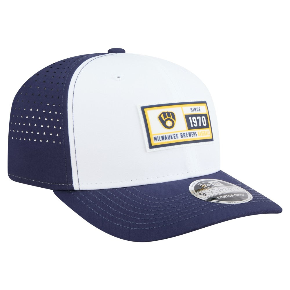 Milwaukee Brewers New Era Established Patch 9SEVENTY Adjustable Hat - White/Navy Hats