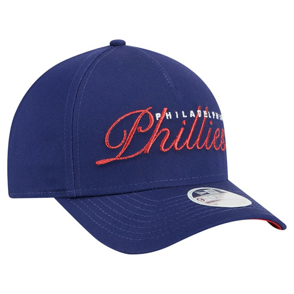 Philadelphia Phillies New Era Women's Metallic A-Frame 9FORTY Adjustable Hat - Royal Hats
