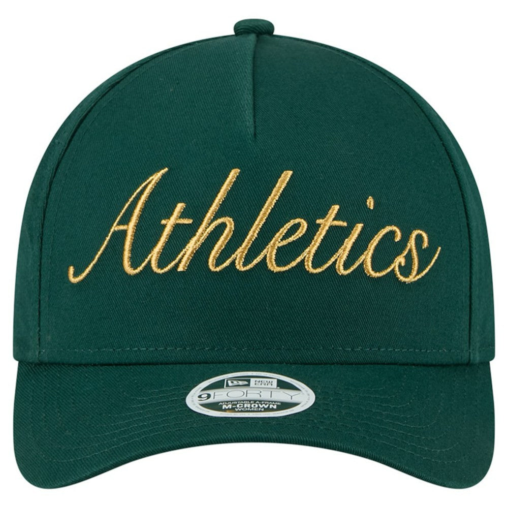 Athletics New Era Women's Metallic A-Frame 9FORTY Adjustable Hat - Green Hats