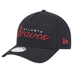 Atlanta Braves New Era Women's Metallic A-Frame 9FORTY Adjustable Hat - Navy Hats