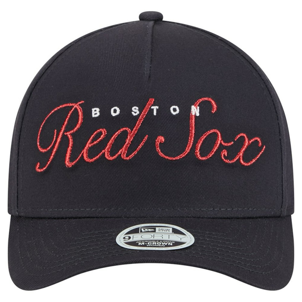 Boston Red Sox New Era Women's Metallic A-Frame 9FORTY Adjustable Hat - Navy Hats