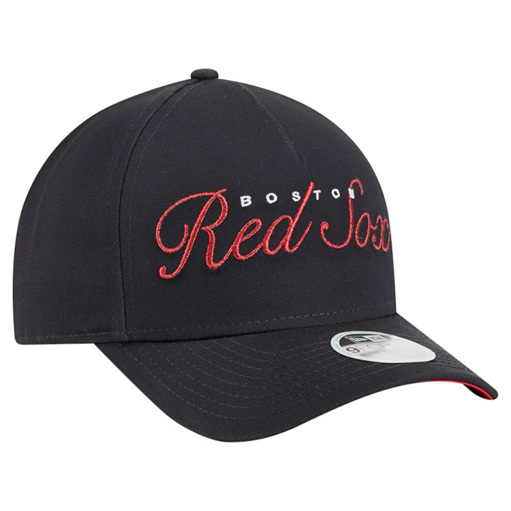 Boston Red Sox New Era Women's Metallic A-Frame 9FORTY Adjustable Hat - Navy Hats