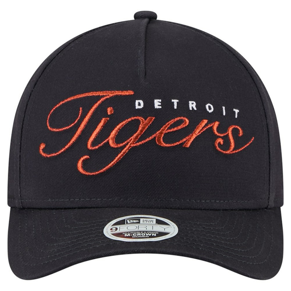 Detroit Tigers New Era Women's Metallic A-Frame 9FORTY Adjustable Hat - Navy Hats