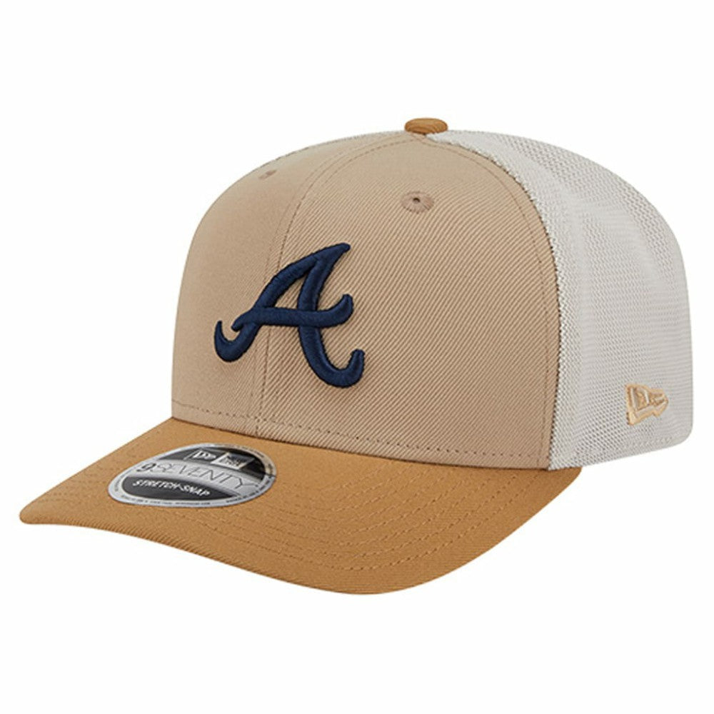 Atlanta Braves New Era 9SEVENTY Trucker Adjustable Hat - Stone Hats