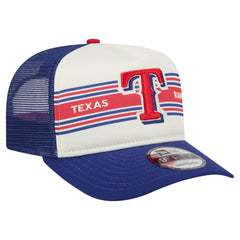 Texas Rangers New Era Banner A-Frame 9FIFTY Trucker Snapback Hat - Cream/Royal Hats