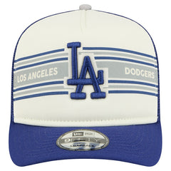 Los Angeles Dodgers New Era Banner A-Frame 9FIFTY Trucker Snapback Hat - Cream/Royal Hats