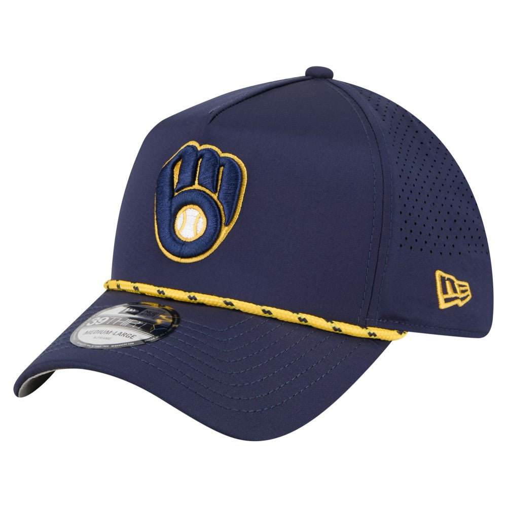 Milwaukee Brewers New Era 39THIRTY A-Frame Perforated Flex Hat - Navy Hats