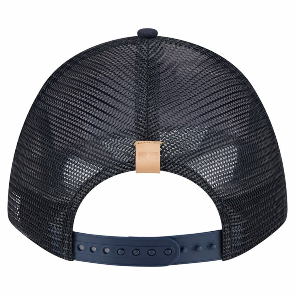 New York Yankees New Era Text A-Frame Trucker 9FORTY Hat - Stone/Navy Hats