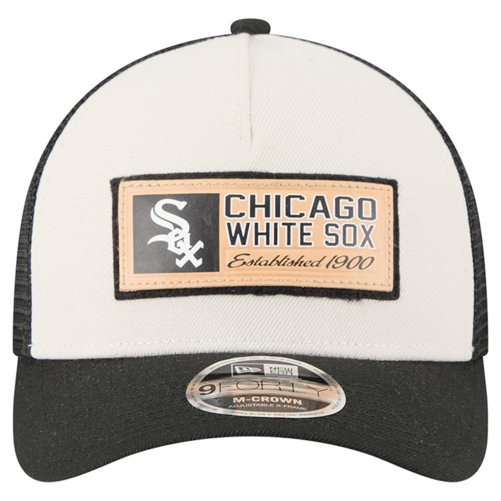 Chicago White Sox New Era Text A-Frame Trucker 9FORTY Hat - Stone/Black Hats