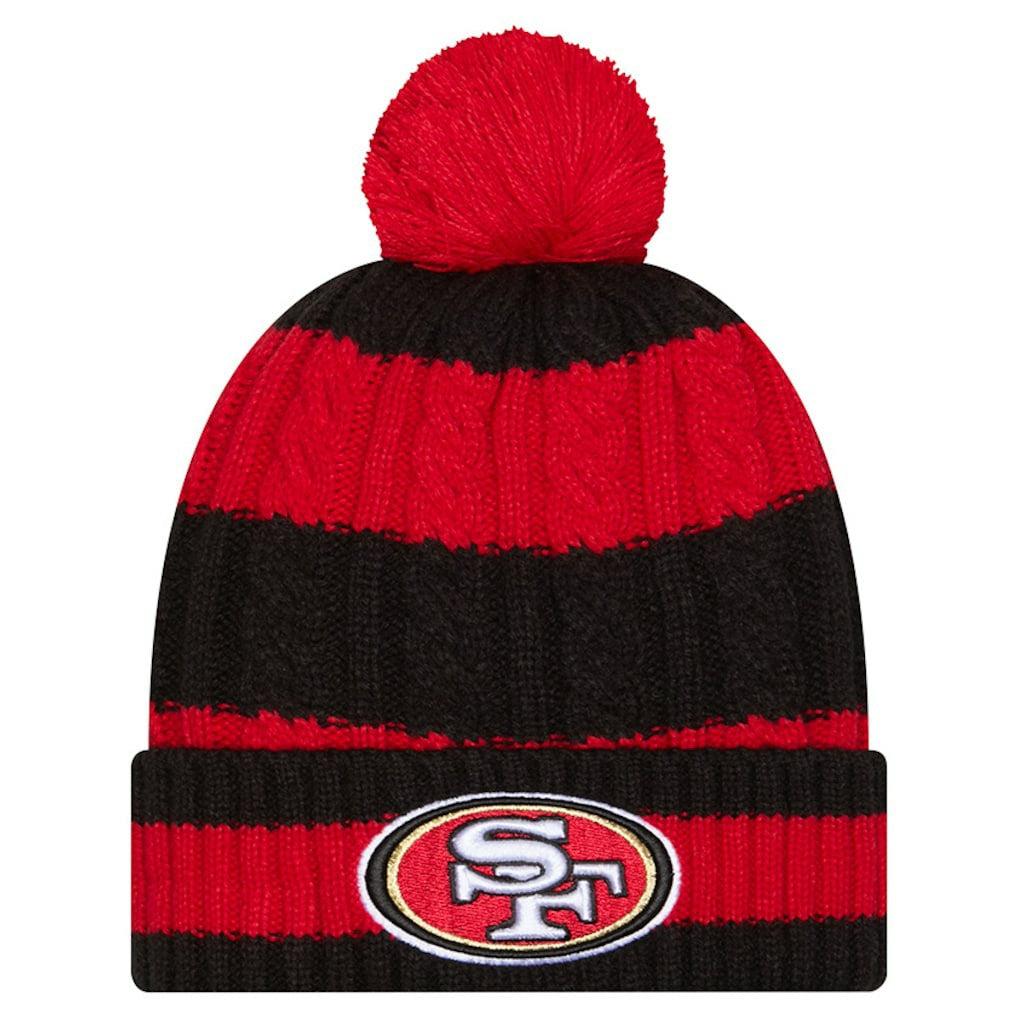San Francisco 49ers New Era Women's Braided Cuffed Knit Hat with Pom - Scarlet Hats
