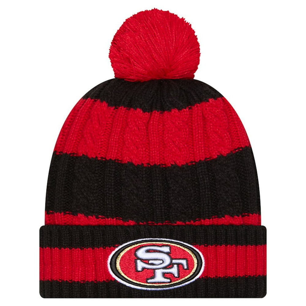 San Francisco 49ers New Era Women's Braided Cuffed Knit Hat with Pom - Scarlet Hats