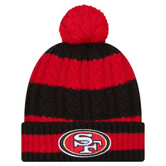 San Francisco 49ers New Era Women's Braided Cuffed Knit Hat with Pom - Scarlet Hats