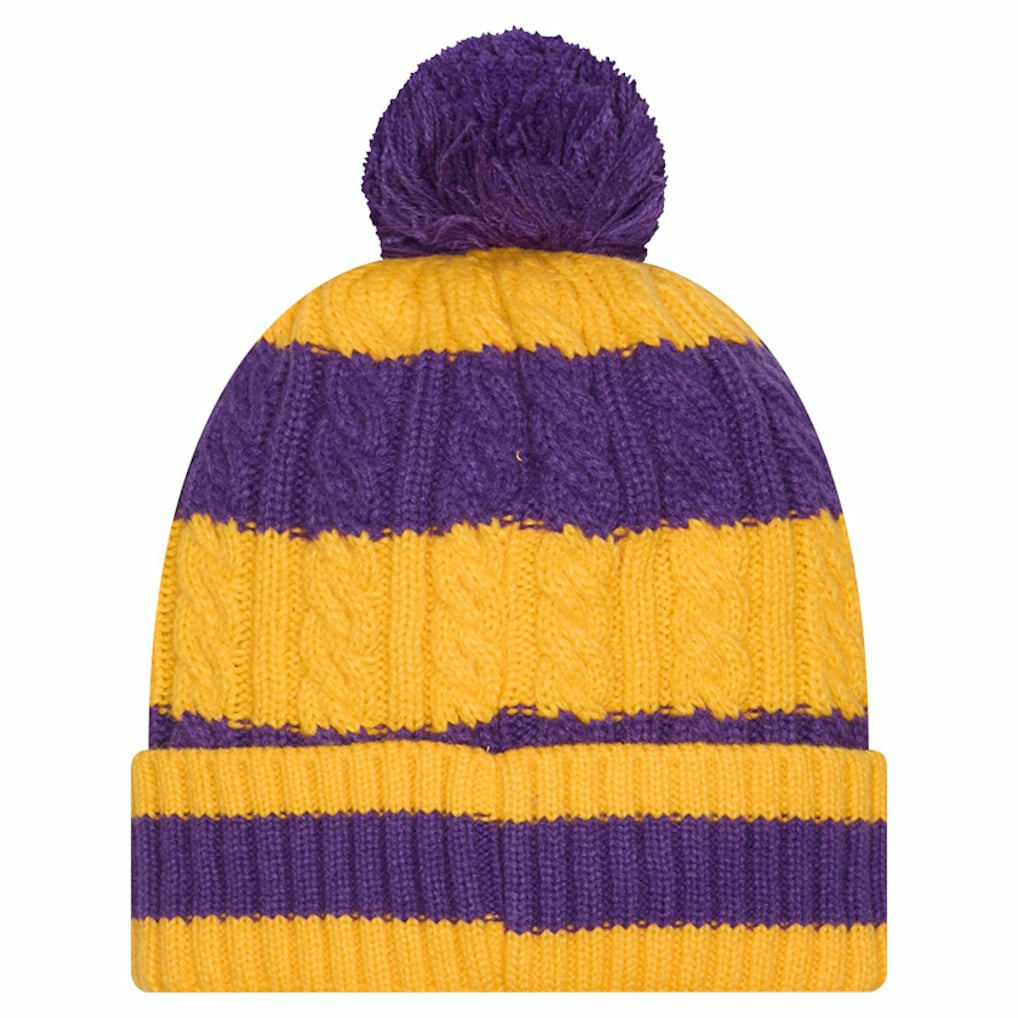 Minnesota Vikings New Era Women's Braided Cuffed Knit Hat with Pom - Purple Hats