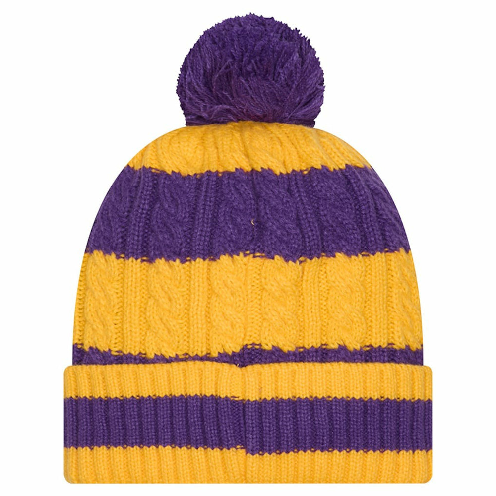 Minnesota Vikings New Era Women's Braided Cuffed Knit Hat with Pom - Purple Hats
