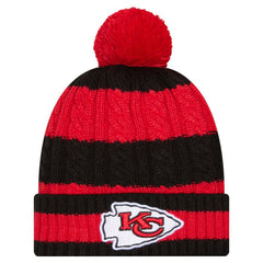 Kansas City Chiefs New Era Women's Braided Cuffed Knit Hat with Pom - Red Hats