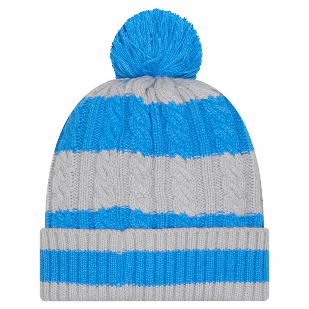 Detroit Lions New Era Women's Braided Cuffed Knit Hat with Pom - Blue Hats
