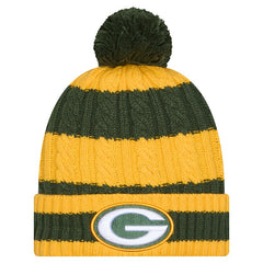 Green Bay Packers New Era Women's Braided Cuffed Knit Hat with Pom - Green Hats