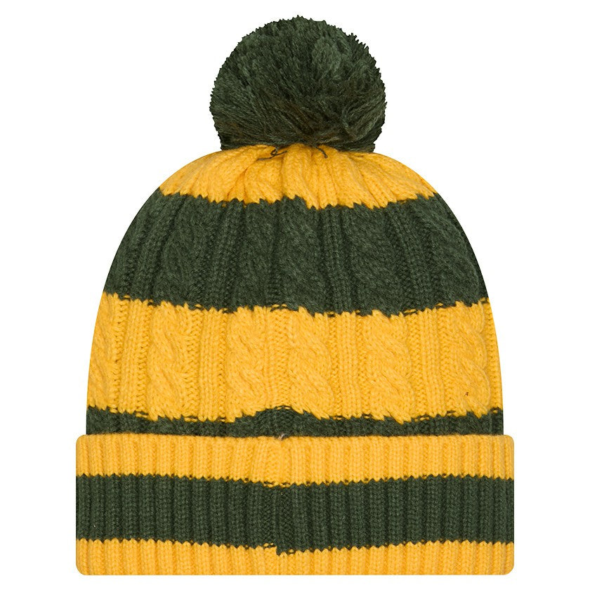 Green Bay Packers New Era Women's Braided Cuffed Knit Hat with Pom - Green Hats