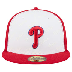 Philadelphia Phillies New Era Repeat 59FIFTY Fitted Hat - White/Red Hats