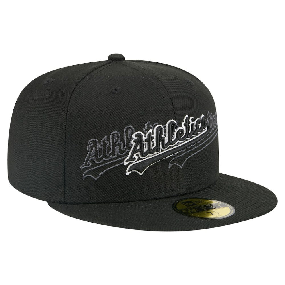 Athletics New Era Tri-Hit 59FIFTY Fitted Hat - Black Hats