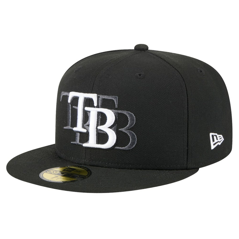 Tampa Bay Rays New Era Tri-Hit 59FIFTY Fitted Hat - Black Hats