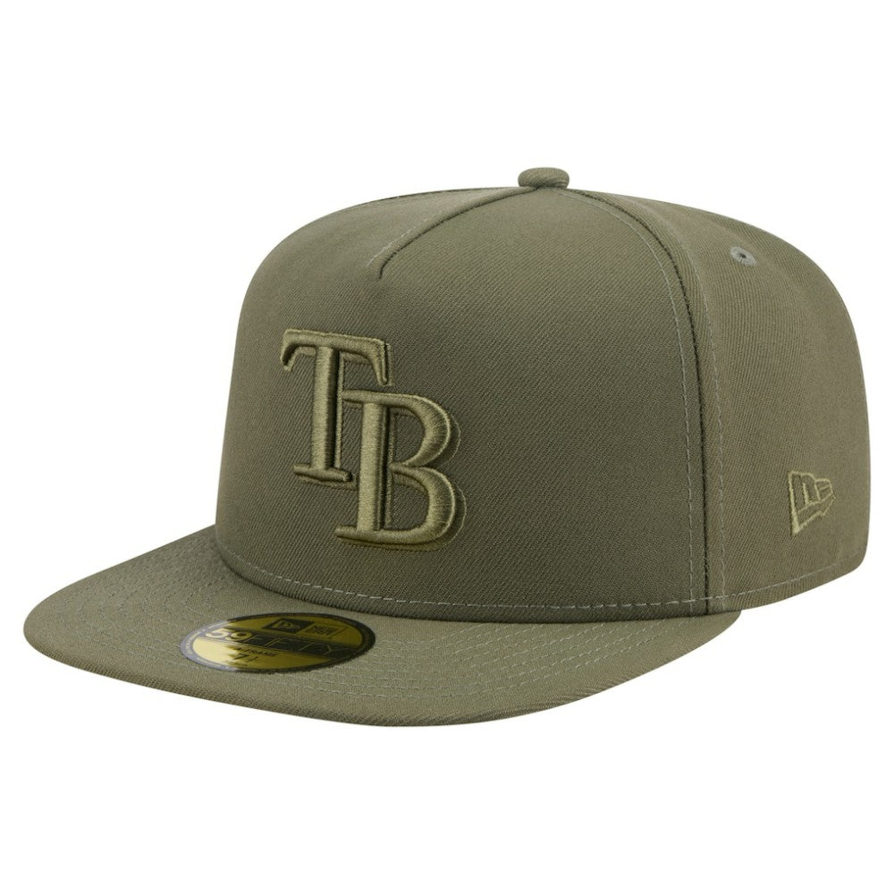 Tampa Bay Rays New Era Color Pack A-Frame 59FIFTY Fitted Hat - Olive Hats