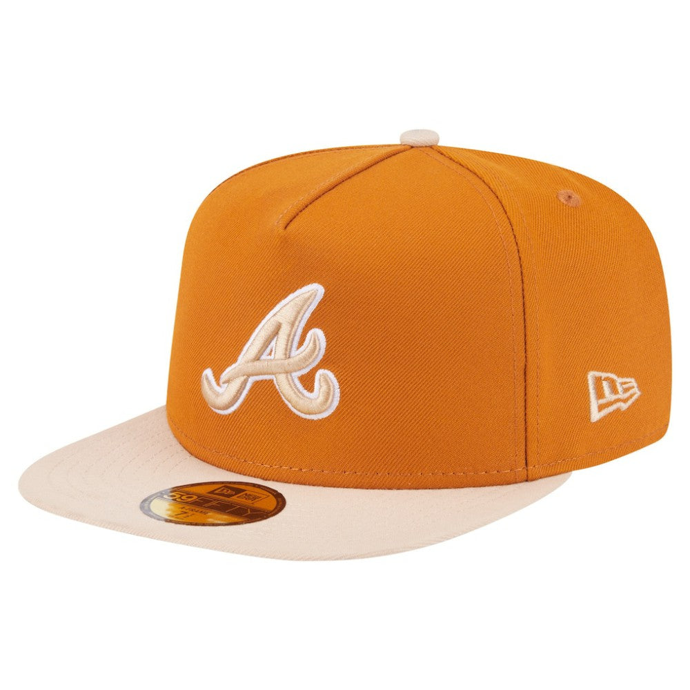 Atlanta Braves New Era Two-Tone Color Pack A-Frame 59FIFTY Fitted Hat - Orange/Light Beige Hats