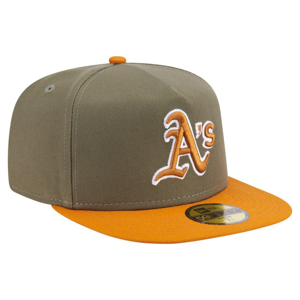 Athletics New Era Two-Tone Color Pack A-Frame 59FIFTY Fitted Hat - Olive/Orange Hats
