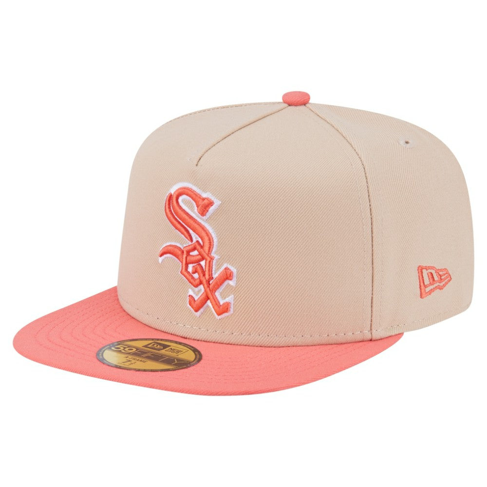 Chicago White Sox New Era Two-Tone Color Pack A-Frame 59FIFTY Fitted Hat - Light Beige/Coral Hats