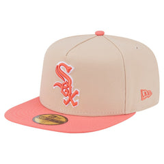 Chicago White Sox New Era Two-Tone Color Pack A-Frame 59FIFTY Fitted Hat - Light Beige/Coral Hats
