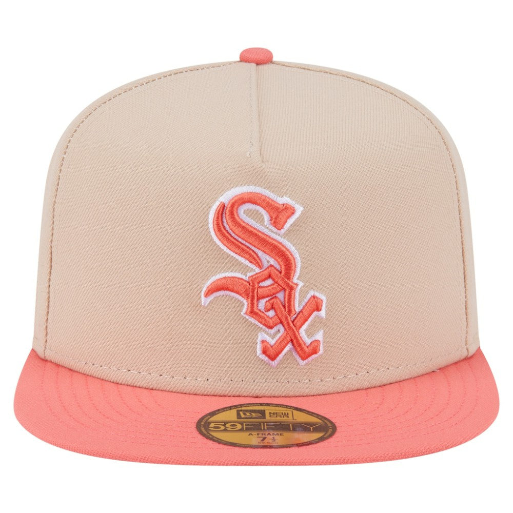 Chicago White Sox New Era Two-Tone Color Pack A-Frame 59FIFTY Fitted Hat - Light Beige/Coral Hats