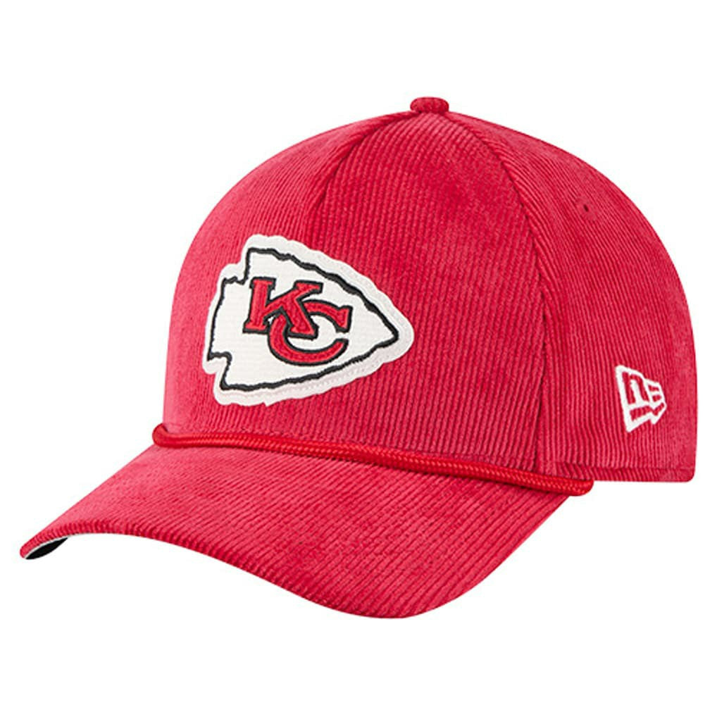 Kansas City Chiefs New Era Cord Corduroy 9FORTY A-Frame Adjustable Hat - Red Hats