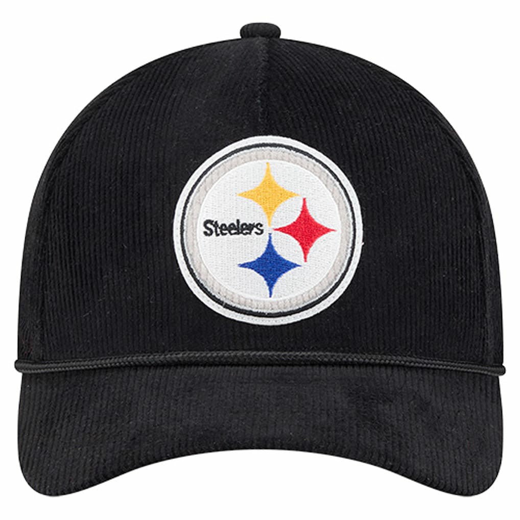 Pittsburgh Steelers New Era Cord Corduroy 9FORTY A-Frame Adjustable Hat - Black Hats