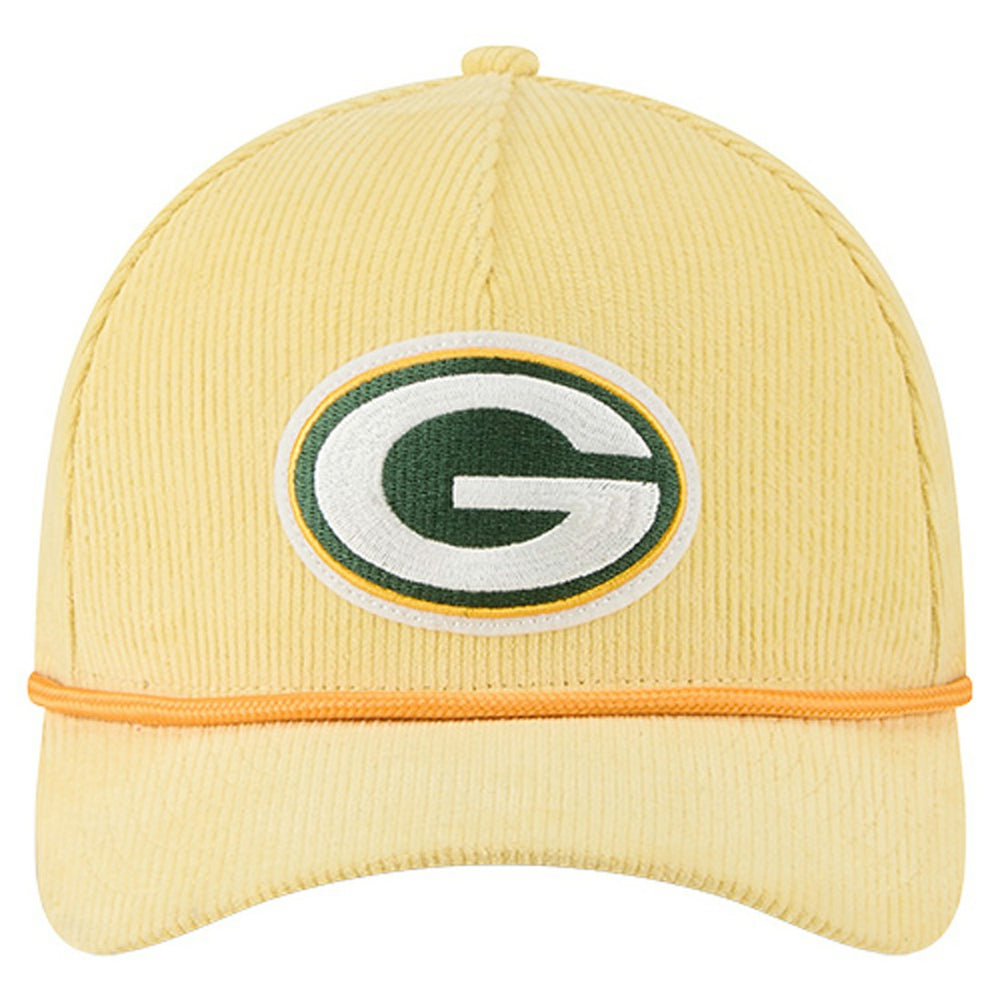 Green Bay Packers New Era Cord Corduroy 9FORTY A-Frame Adjustable Hat - Gold Hats