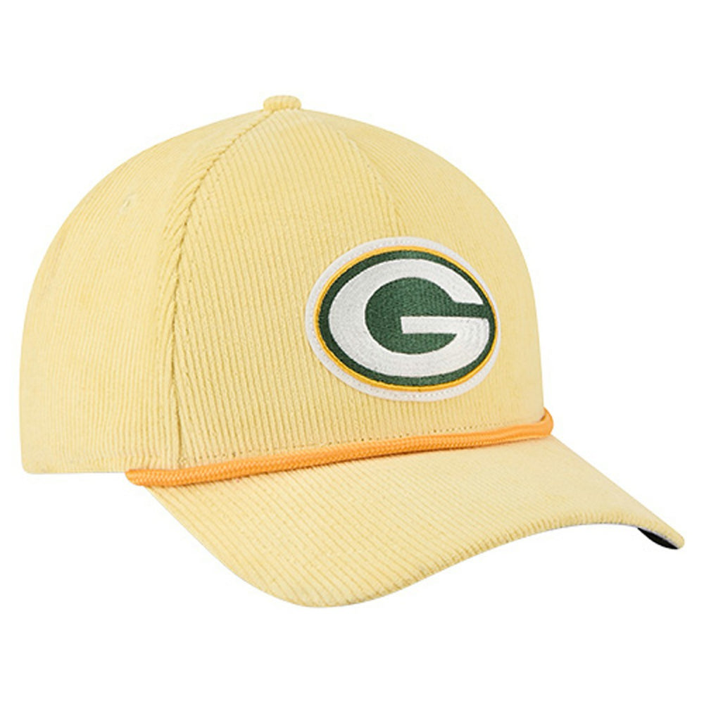 Green Bay Packers New Era Cord Corduroy 9FORTY A-Frame Adjustable Hat - Gold Hats