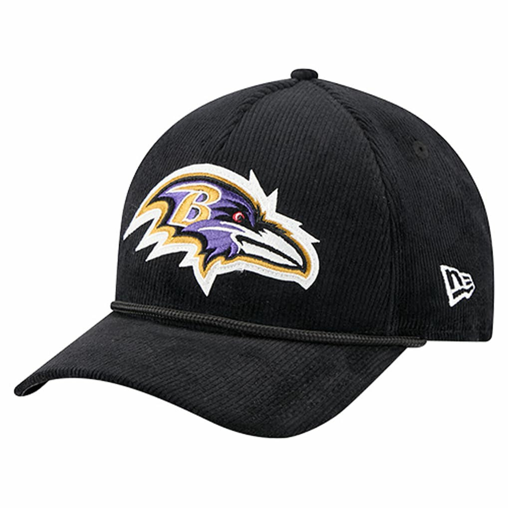 Baltimore Ravens New Era Cord Corduroy 9FORTY A-Frame Adjustable Hat - Black Hats
