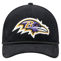 Baltimore Ravens New Era Cord Corduroy 9FORTY A-Frame Adjustable Hat - Black Hats