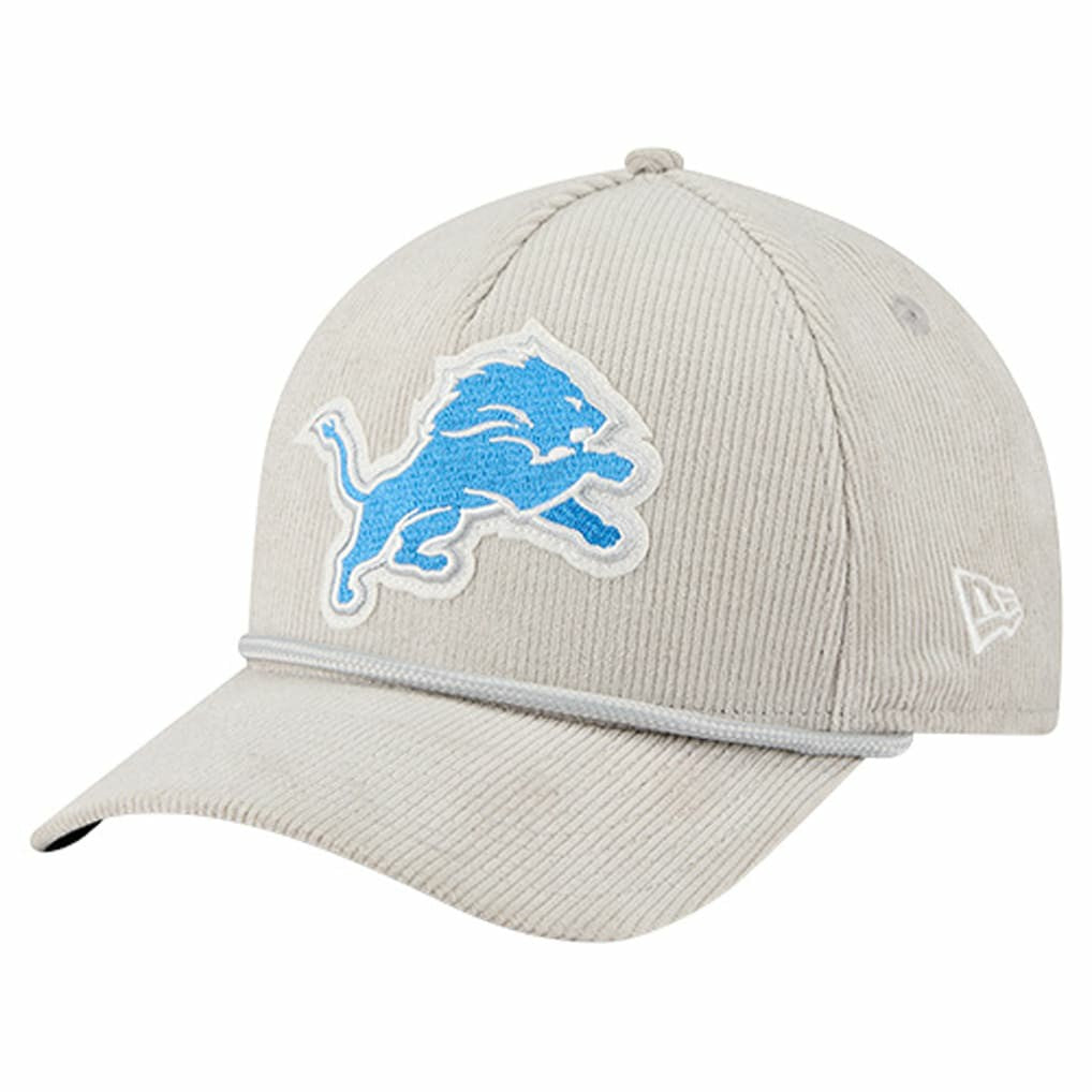 Detroit Lions New Era Cord Corduroy 9FORTY A-Frame Adjustable Hat - Silver Hats