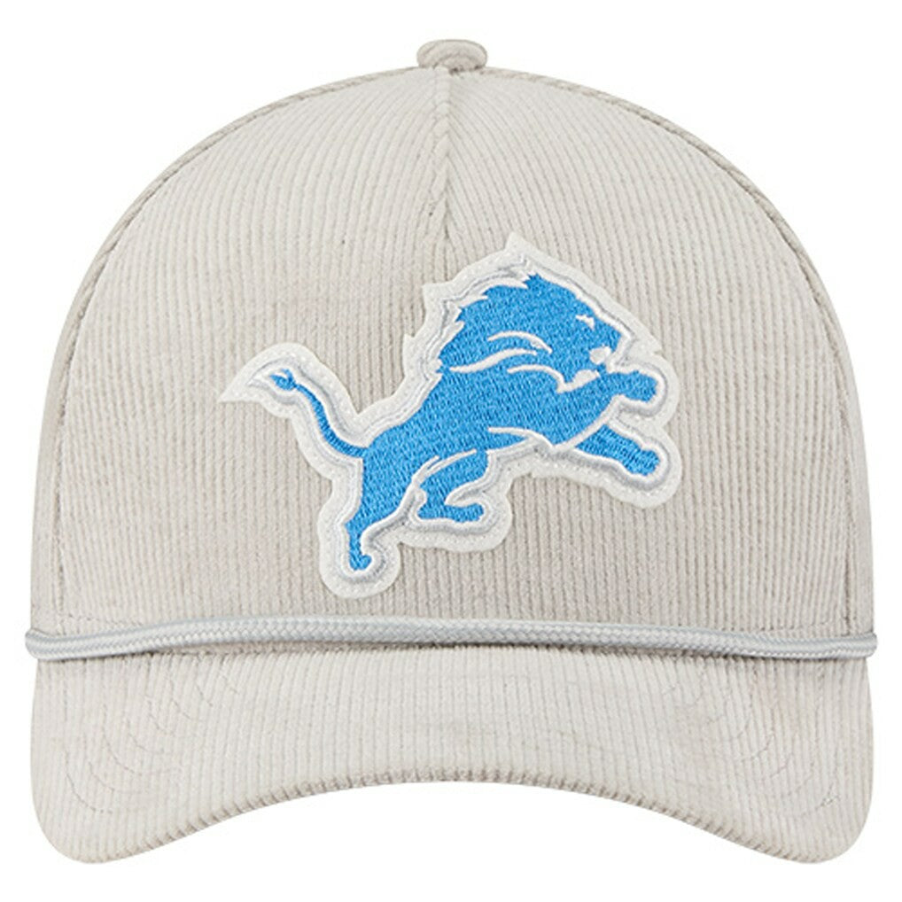 Detroit Lions New Era Cord Corduroy 9FORTY A-Frame Adjustable Hat - Silver Hats