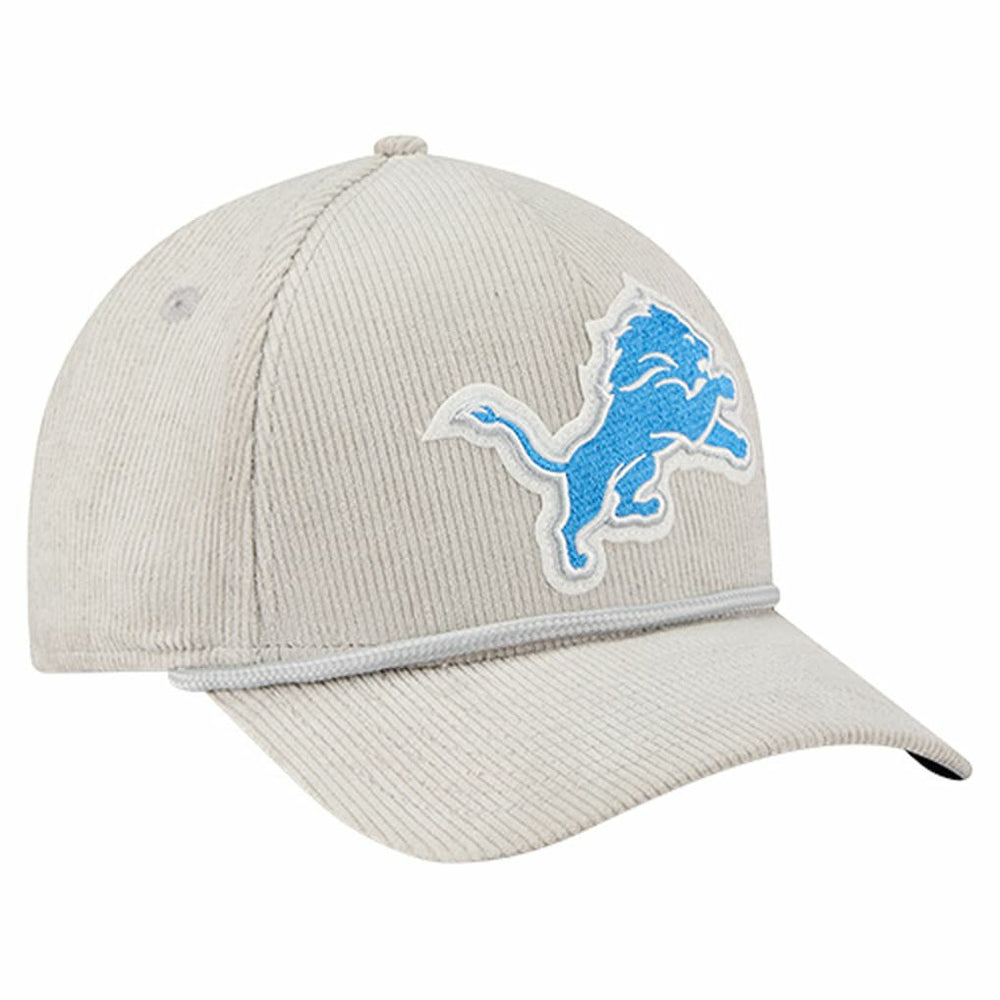 Detroit Lions New Era Cord Corduroy 9FORTY A-Frame Adjustable Hat - Silver Hats