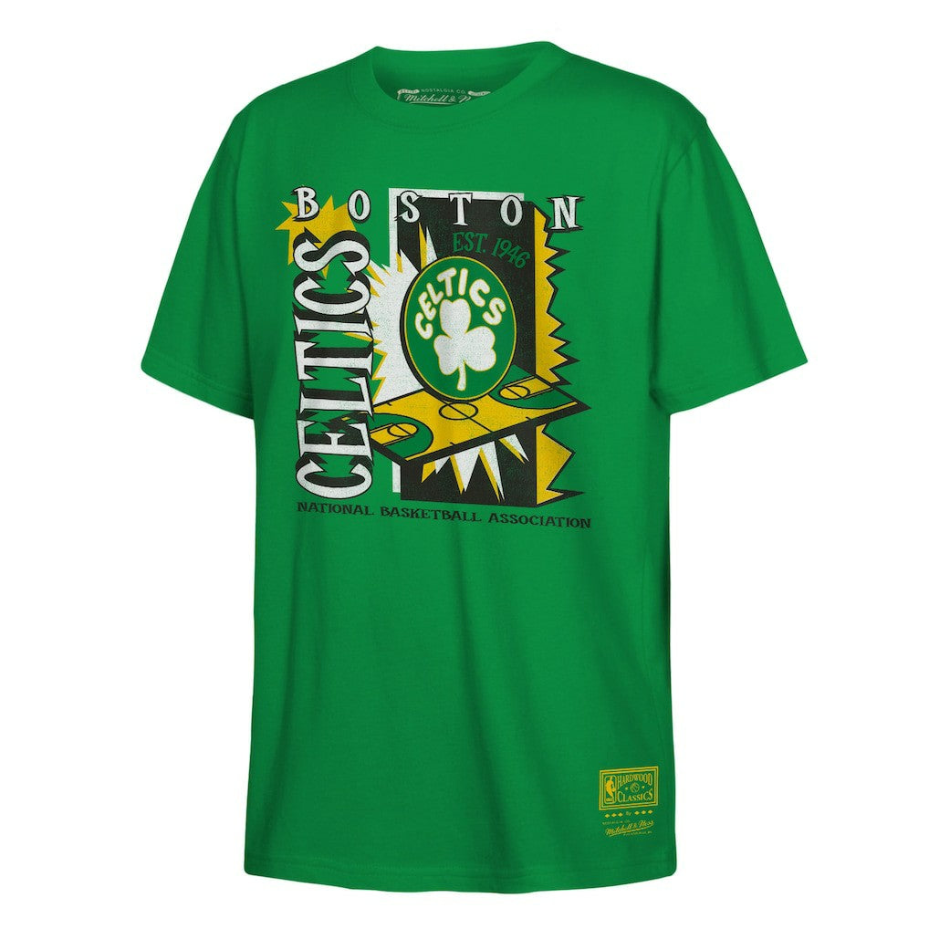Boston Celtics Youth Retro '90s Poster T-Shirt Kelly Green - Mitchell & Ness