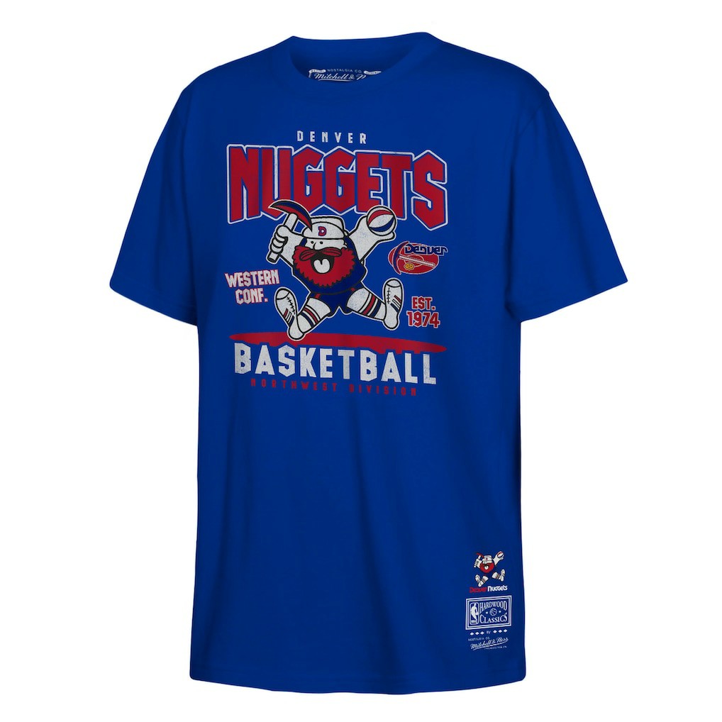 Denver Nuggets Youth Retro Mascot Script T-Shirt Royal - Mitchell & Ness