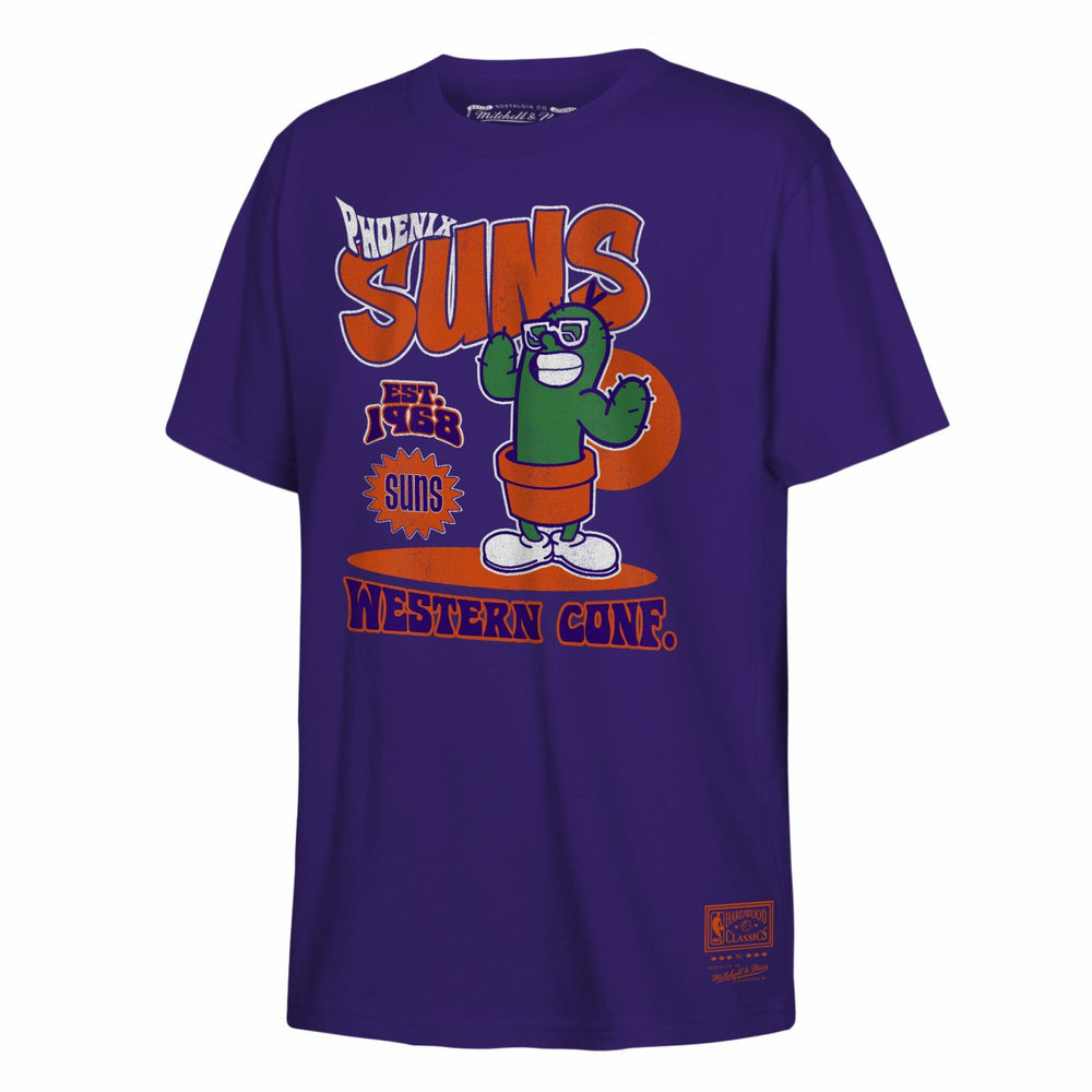 Phoenix Suns Youth Retro Mascot Script T-Shirt Purple - Mitchell & Ness